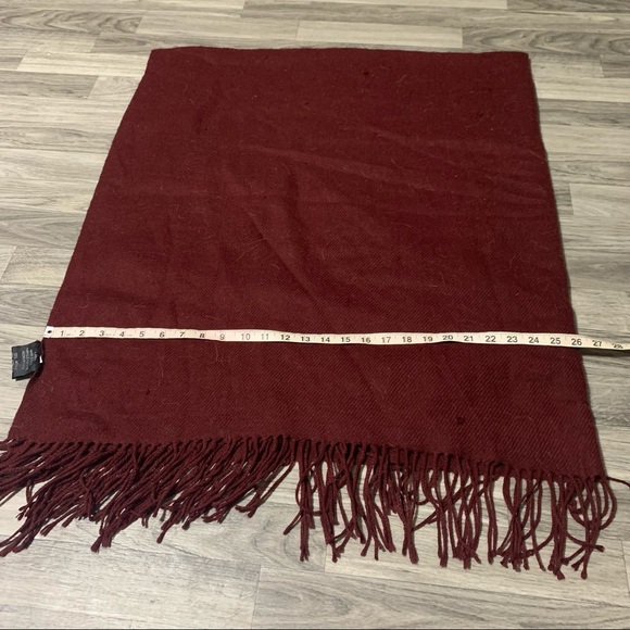Ashton Burgundy Red W/Fringes Scarf; OS - Picture 2 of 7